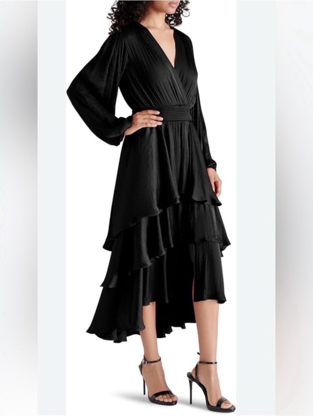 Steve Madden NWT Bei Surplice Neck Asymmetric Midi Dress size XS